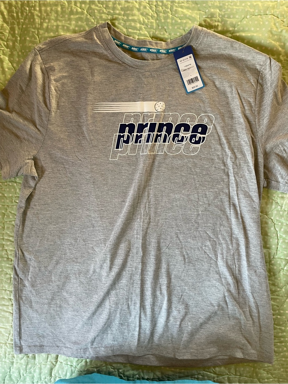 Prince Gray Tee with Navy Graphic Logo